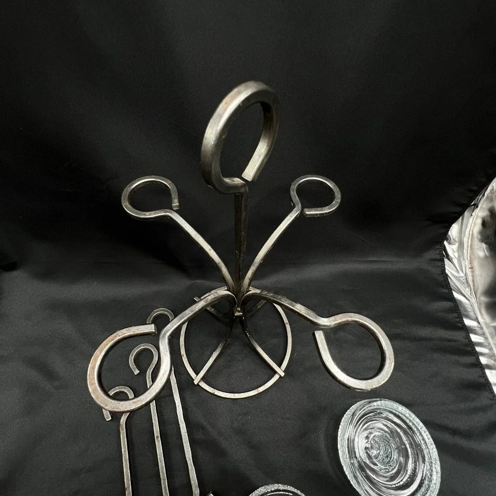 Erik Hoglund Boda Glassworks 4 Arm Iron‎ Candelabra 3 Hanging Rods Kosta Boda